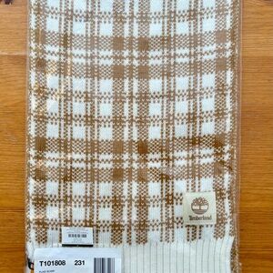 Timberland Checkered Scarf in Tan and White